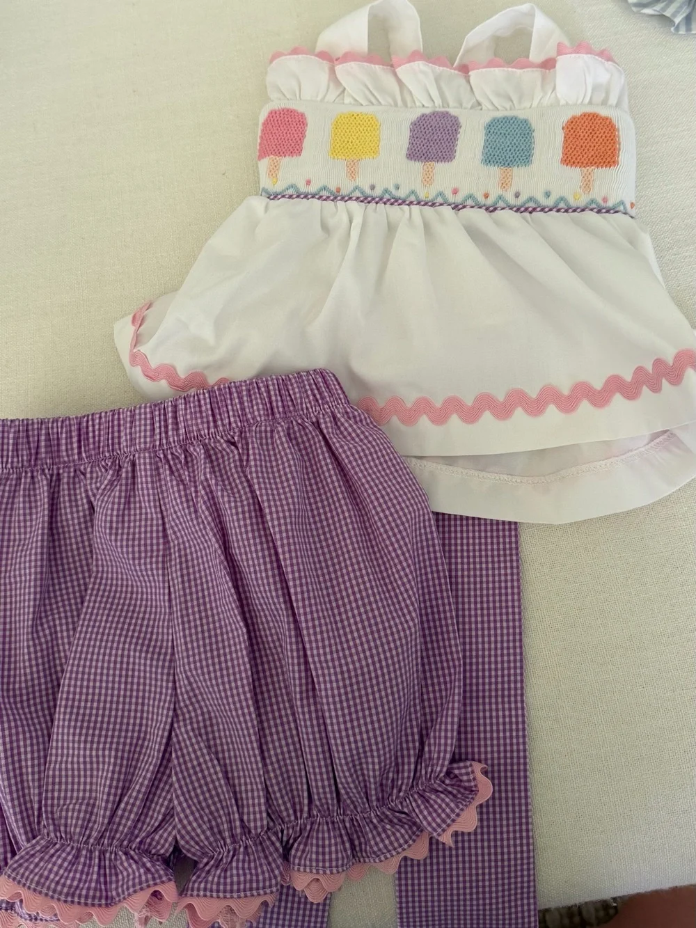 Stitchy Fish Smocked Diaper Set
